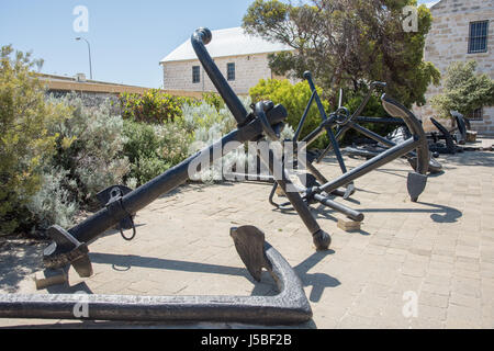 Anker-Display vor dem WA Schiffbruch Galerien Museum in Fremantle, Western Australia Stockfoto