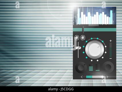 Digitalen Verbund aus Ton Musik und Audio Produktion engineering Equalizer App-Schnittstelle Stockfoto