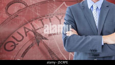 Digital Composite Mittelteil der Geschäftsmann mit Qualität-Uhr Stockfoto