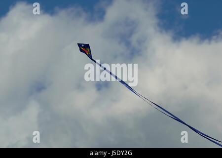 Blau nach oben Flug kleine winzige kleine kurze Tele Rute ein Firmament Himmel kite Stockfoto