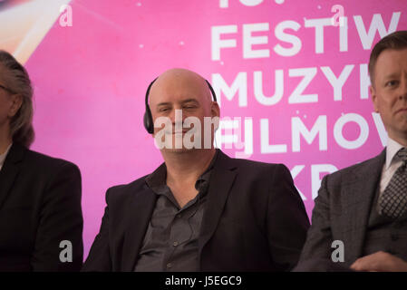 Krakau, Polen. 17. Mai 2017. Trevor Morris, ein kanadischer Orchester Komponist besucht eine Pressekonferenz am ersten Tag der 10. Auflage des Krakauer Filmfestival Musik. Bildnachweis: Omar Marques/Pacific Press/Alamy Live-Nachrichten Stockfoto