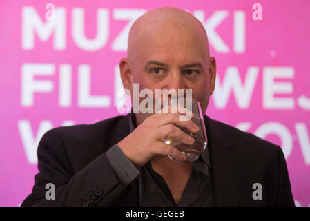 Krakau, Polen. 17. Mai 2017. Trevor Morris, ein kanadischer Orchester Komponist besucht eine Pressekonferenz am ersten Tag der 10. Auflage des Krakauer Filmfestival Musik. Bildnachweis: Omar Marques/Pacific Press/Alamy Live-Nachrichten Stockfoto