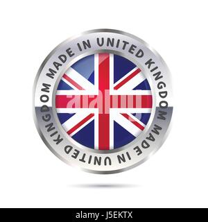 Metallabzeichen Symbol, made in England mit Flagge Stock Vektor