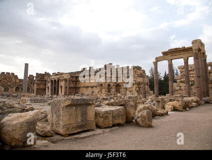 Große Hof der Tempelanlage Beqaa Governorate, Baalbek, Libanon Stockfoto
