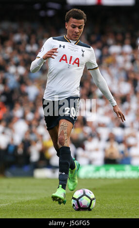 DELE Alli von Tottenham Hotspur in der Premier-League-Spiel zwischen Tottenham Hotspur und Manchester United an der White Hart Lane in London. 14 Mai 2017 nur zur redaktionellen Verwendung. Kein Merchandising. Für den Fußball Bilder FA und Premier League Einschränkungen gelten inc. keine Internet/Mobile Nutzung ohne FAPL Lizenz - für Details Kontakt Dataco ARRON GENT/Tele FUßBALLBILDER Stockfoto