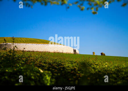 Newgrange ist ein 5.200 Jahre alten Durchgang Grab befindet sich im Boyne Valley im alten Osten Irlands. Stockfoto
