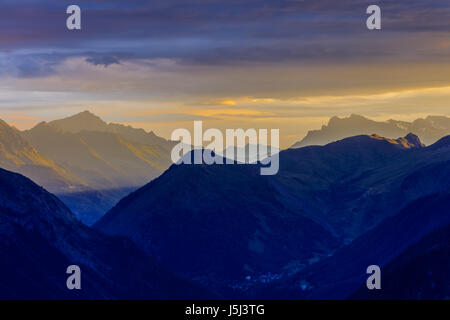 Blick auf Chamonix von Aiguille du Midi.  Mont Blanc, Frankreich Stockfoto