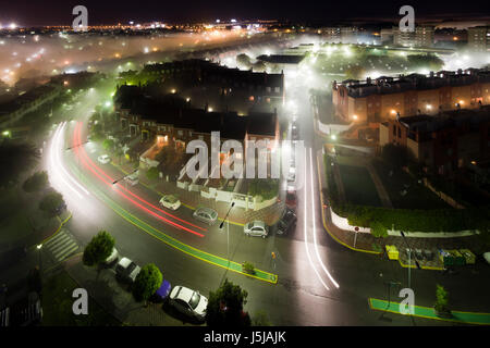 Vorort bei Nacht, Tomares, Sevilla, Spanien Stockfoto