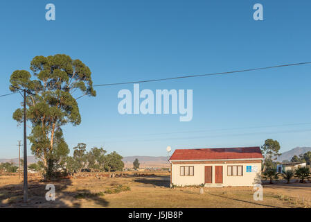 RIEBEECK WEST, Südafrika - 2. April 2017: Die Neuapostolische Kirche in Hermon, einem Dorf im Bereich Swartland von der Provinz Western Cape Stockfoto