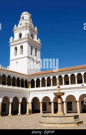 Die Hauptstadt von Bolivien - Sucre hat ein reiches koloniales Erbe, zeigt sich in seinen Gebäuden, Straße-Landschaften und zahlreichen Kirchen. In 1991 UNESCO-Cultur Stockfoto