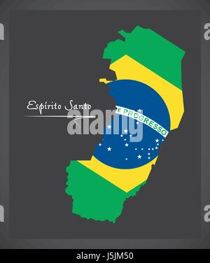 Espirito Santo Karte mit Abbildung der brasilianischen Nationalflagge Stock Vektor