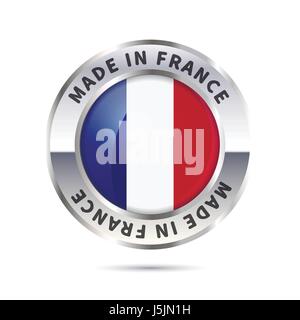 Metallabzeichen Symbol, hergestellt in Frankreich mit Flagge Stock Vektor