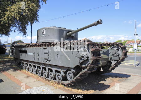 Churchill MkVII Krokodil Flammenwerfer Tank außerhalb D-Day Museum, Southsea, Portsmouth, Hampshire, England, Großbritannien, USA, UK, Europa Stockfoto