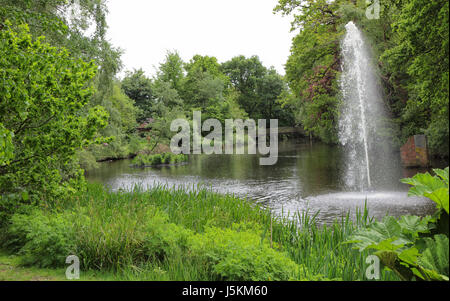 Brunnen am südlichen See bei South Hill Park, Bracknell, Berkshire UK Stockfoto