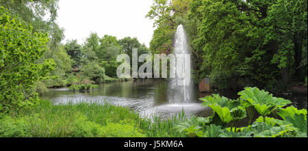 Brunnen am südlichen See bei South Hill Park, Bracknell, Berkshire UK Stockfoto