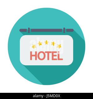 Hotel. Einzelne flache Farbe Symbol. Vektor-Illustration. Stock Vektor