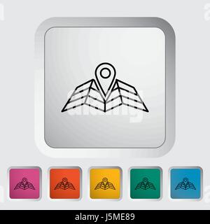 Kartenzeiger. Übersicht-Symbol auf die Schaltfläche. Vektor-Illustration. Stock Vektor