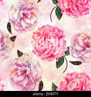 Nahtlose Hintergrundmuster mit Aquarell Rosen Vintage-Stil Stockfoto