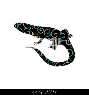 Echse Reptil Farbe Silhouette Tier Stock Vektor