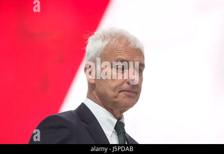 Neckarsulm, Deutschland. 18. Mai 2017. Matthias Müller, Vorstandsvorsitzender der Audi AG, abgebildet auf der Audi AG Hauptversammlung in Neckarsulm, Deutschland, 18. Mai 2017. Foto: Marijan Murat/Dpa/Alamy Live News Stockfoto