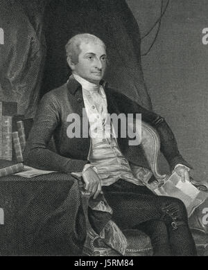 John Jay (1745-1829), amerikanischer Staatsmann, Patriot, Diplomat, einer der Gründerväter der Vereinigten Staaten und erste Oberrichter der Vereinigten Staaten, Portrait, Gravur Stockfoto