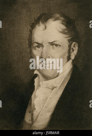 Eli Whitney (1765-1825), amerikanischer Erfinder am besten bekannt für die Erfindung der Cotton Gin, Portrait, Gravur Stockfoto