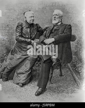 Jules Verne (1828-1905), französischer Schriftsteller und Dramatiker, mit seiner Frau Honorine, Portrait, 1905 Stockfoto