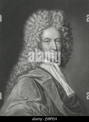 Daniel Defoe (1660-1731), englische Schriftstellerin am besten bekannt für seinen Roman Robinson Crusoe, Porträt Stockfoto