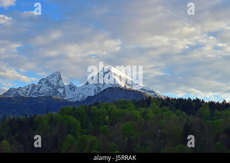 Watzmann-Berg, der dritte höchste in Deutschland und dem höchsten befindet sich vollständig auf deutschen Gebiet in den Bayerischen Alpen südlich der Ortschaft Berchtesgaden Stockfoto