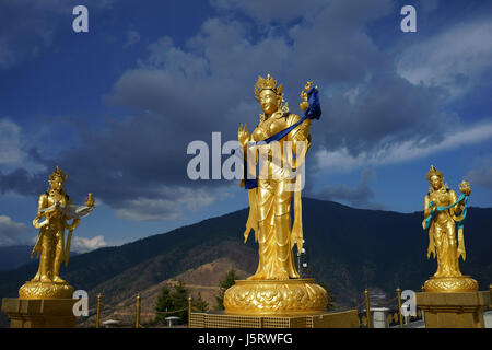 Goldene Statuen von buddhistischen weiblichen Götter Buddha Dordenma Tempel, Thimphu, Bhutan Stockfoto