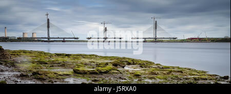 Panoramaansicht des Mersey Gateway Bau Stockfoto