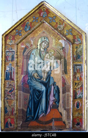 "Madonna und Kind thront" eines Künstlers aus dem 14. Jahrhundert, Hermitage Siena Stockfoto