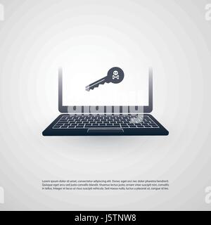 Laptop und Umschlag - Hintertür Infektion per E-mail-Virus, Malware, Ransomware, Betrug, Spam, Phishing, e-Mail-Betrug, Hacker-Angriff - IT-Sicherheitskonzept Stock Vektor