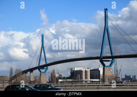 Brücke Hamburg Hafen Kanal Perspektive Perspektive Hamburg Anblick kennen Stockfoto