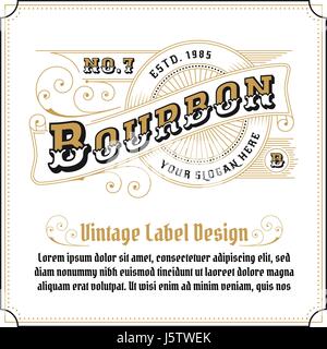 Vintage-Rahmen-Logo-Design für Etiketten, Banner, Aufkleber und andere Design. Geeignet für Kaffee Café, Restaurant, Whisky, Wein, Bier und Premium-Produkt. Stock Vektor