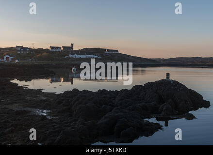 Abendlicht am Arinagour auf der Hebridean Insel Coll Stockfoto