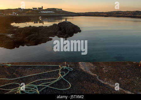 Abendlicht am Arinagour auf der Hebridean Insel Coll Stockfoto