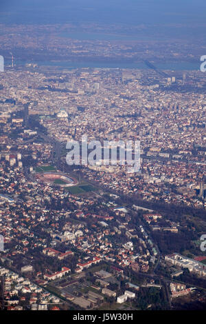 Luftaufnahme von Belgrad, Hauptstadt von Serbien, am 6. Februar 2016. Stockfoto