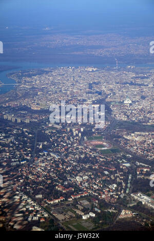 Luftaufnahme von Belgrad, Hauptstadt von Serbien, am 6. Februar 2016. Stockfoto