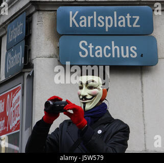 002 protestieren in München Gegen ACTA Stockfoto