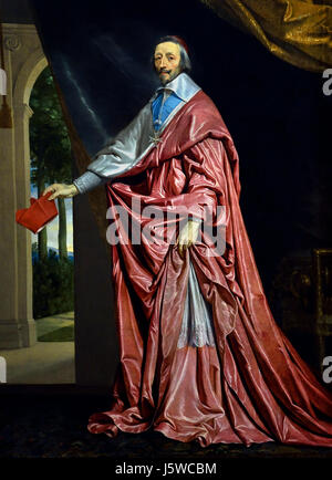 Kardinal de Richelieu 1633-40 Philippe de Champaigne 1602-1674 Frankreich Französisch (Kardinal und Armand-Jean du Plessis Duc de Richelieu (1585-1642), Kardinal und Duc de Richelieu (1585-1642), wurde im Jahre 1622 Kardinal. Er regierte Frankreich als Hauptminister (König Louis XIII) 1624 bis zu seinem Tode im Jahre 1642. Stockfoto