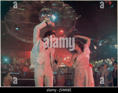 John Travolta, Karen Lynn Gorney, am Set des Films, "Saturday Night Fever", 1977 Stockfoto