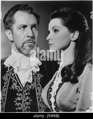 Vincent Price, Debra Paget, am Set des Films "Verwunschenen Palast", 1963 Stockfoto