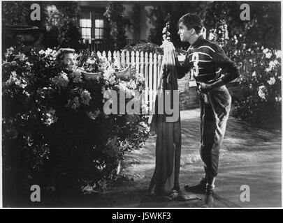 James Stewart, Donna Reed am Set des Films: "Es ist ein wundervolles Leben" 1946 Stockfoto