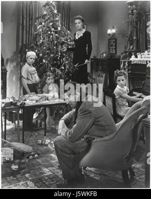 James Stewart, Donna Reed am Set des Films: "Es ist ein wundervolles Leben", 1946 Stockfoto