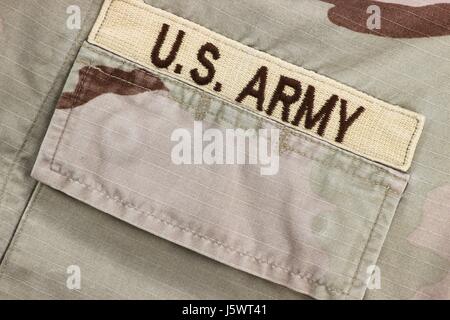 US Army Patch auf Wüste uniform Stockfoto