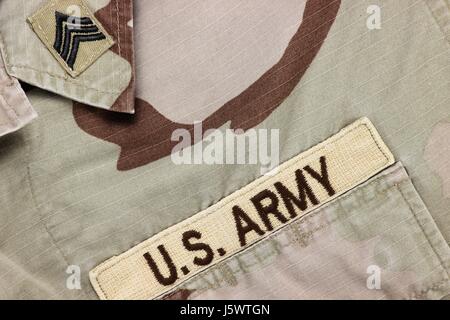 US Army Patch auf Wüste uniform Stockfoto