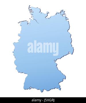 isolierte Deutschland Bundesrepublik Deutschland Verlaufs-Map Atlas Umriß von blau Stockfoto