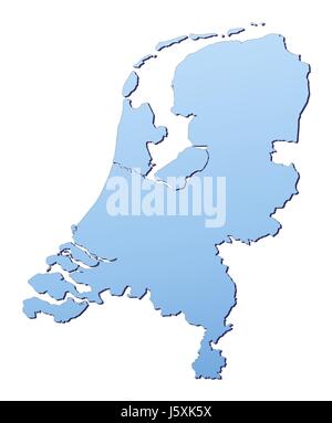 isolierte Holland Niederlande Karte Atlas der Umriß der Welt Hintergrund blau Stockfoto