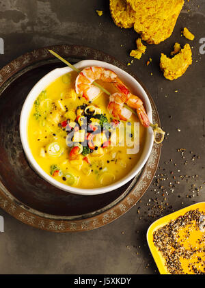 Asiatische Kürbissuppe mit Kokos und curry Stockfoto